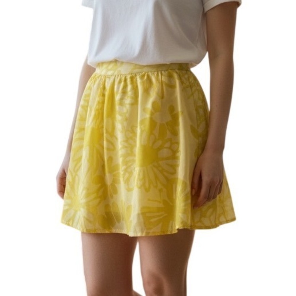 Lilly Pulitzer Yellow Floral Burnout Mini Skirt Womens Size 0